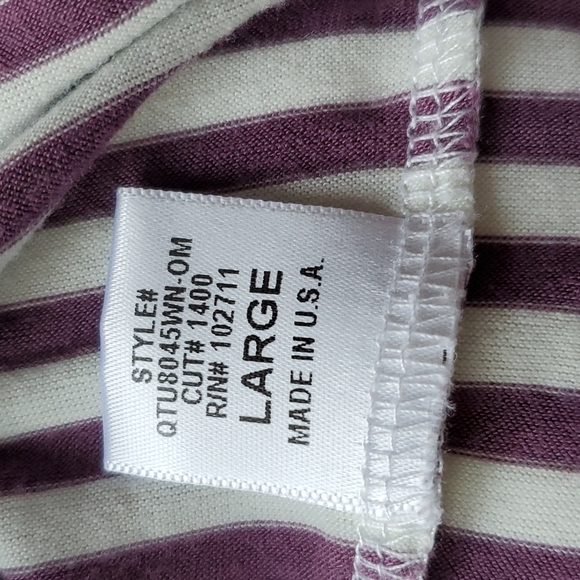 Olivia Moon, purple & white top Size L - Picture 6 of 9